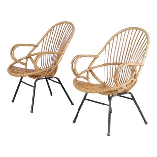 Rattan Chairs from Gebroeders Jonkers, Netherlands, 1950s, Set of 2 For Sale