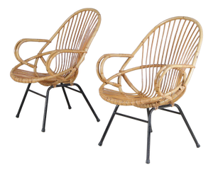 Rattan Chairs from Gebroeders Jonkers, Netherlands, 1950s, Set of 2