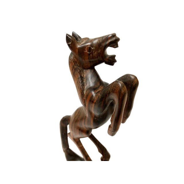 Mid 20th Century Vintage Mid-Century Hand Carved Wood Standing Wild Horse Figurine For Sale - Image 5 of 6