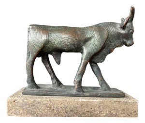 Egyptian Revival Bronze Bull Sculpture, 1980s