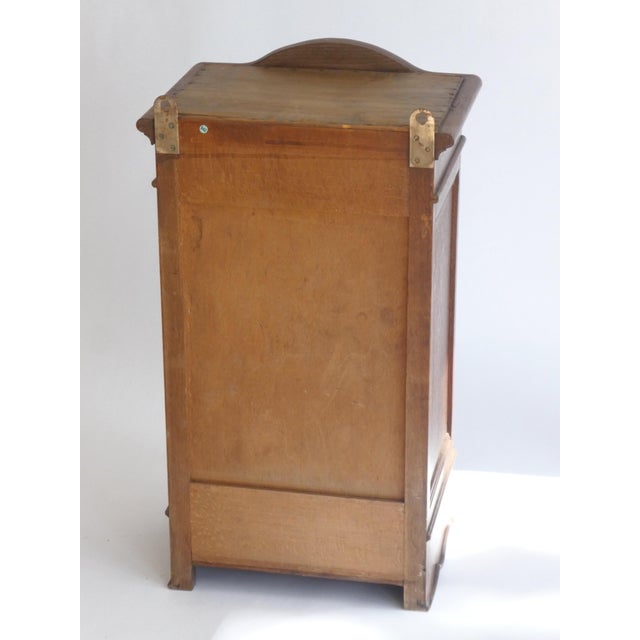 Brown Antique English Oak Medicine Cabinet with Stained Glass Door, 1920s For Sale - Image 8 of 9