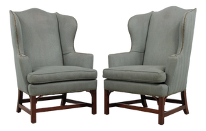 Pair of Kittinger Williamsburg High Back Wing Chairs