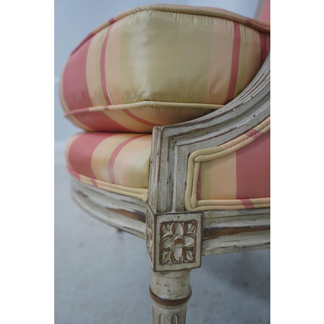 Pair Baker French Louis XVI Upholstered Bergere Chairs For Sale - Image 16 of 18
