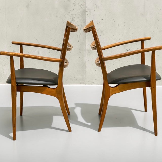 Mid-Century Modern Fine MCM Danish Modern Floating Seat Sculptural Dining Chair Set 6 For Sale - Image 3 of 6