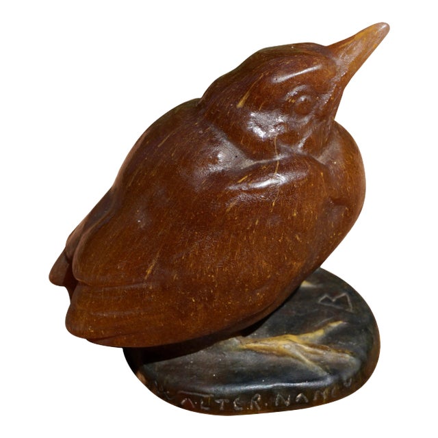 Amalric Walter Henri Berge Pate De Verre Brown Bird Paperweight For Sale