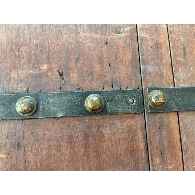 Antique Wood and Iron-Bound Travel Trunk - Rustic Storage For Sale - Image 10 of 11