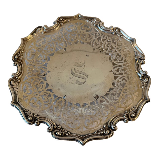 Antique Gorham Sterling Silver Basket Plate With Intricate Design For Sale