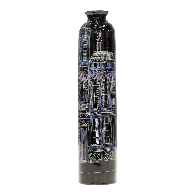 Marcello Fantoni for Raymor Glazed Ceramic Vase, Signed For Sale