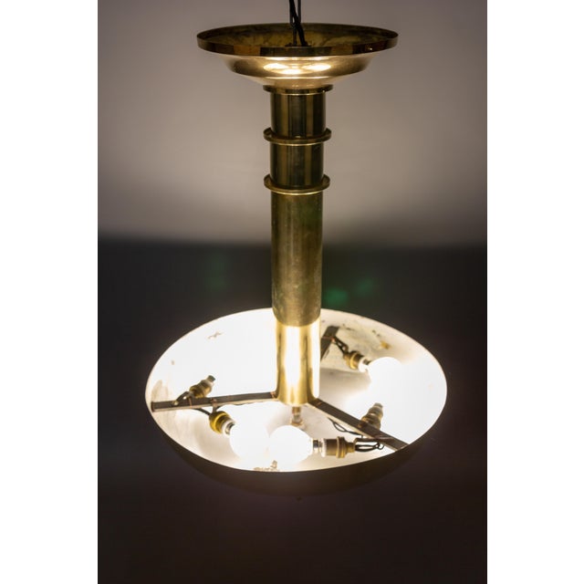 Art Deco Brass Inverted Dome Six-Light Pendant Lamp, Germany, 1930s For Sale - Image 13 of 18