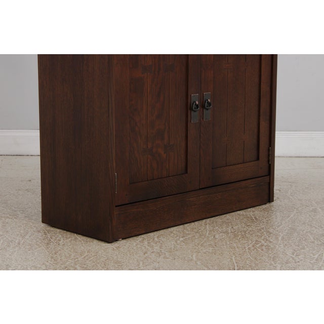 Wood Stickley Mission Oak Tall Bookcase W. Cabinet Base For Sale - Image 7 of 16