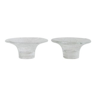 Vintage Scandinavian Modern Glass Leaf Candlholder/Egg Cup by Goran Warff for Kosta Boda Sweden - a Pair For Sale