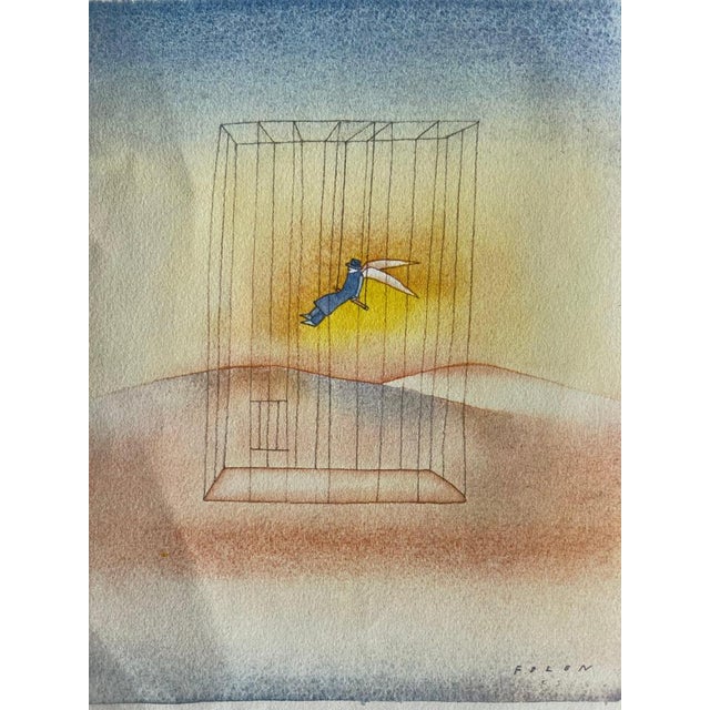 Modern Jean-Michel Folon, La cage, Etching For Sale - Image 3 of 6