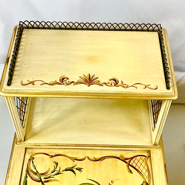 Wood 1940s Italian Rococo Venetian Hand-Painted Step Down Side Tables - A Pair For Sale - Image 7 of 15