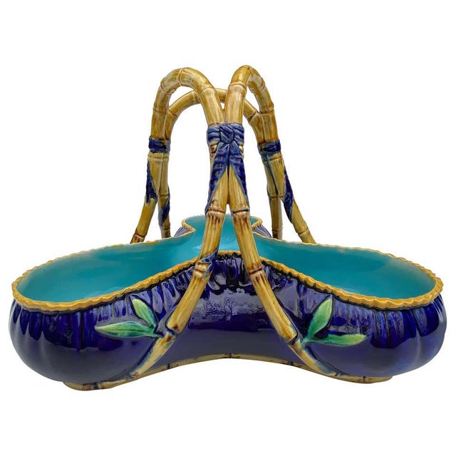 George Jones Majolica 'Rose Basket' in Cobalt Blue, Circa 1872 For Sale - Image 11 of 11