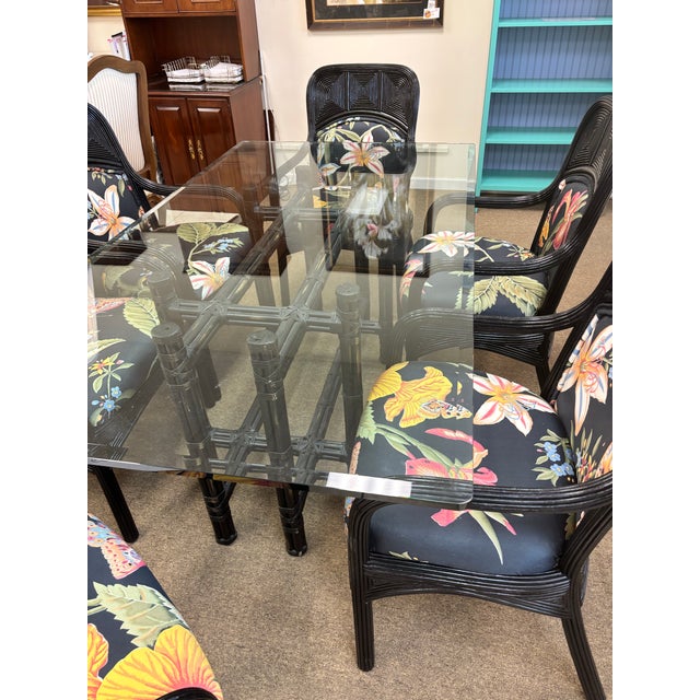 Mid 20th Century McGuire Bamboo Table With 6 Coordinating, Pencil Reed Designer Chairs For Sale In West Palm - Image 6 of 12