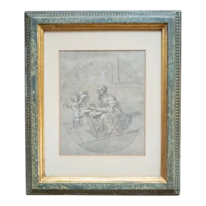 18th Century or Earlier Old Master Pencil Drawing Study Dialectica