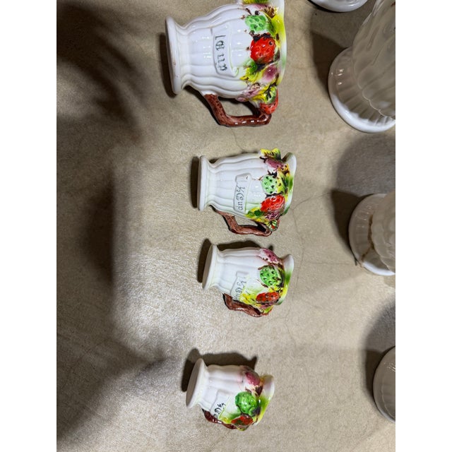 1970s Vintage Japanese Hand-Painted Ceramic Strawberry Canister & Measuring Set - 8 Pieces For Sale - Image 11 of 11