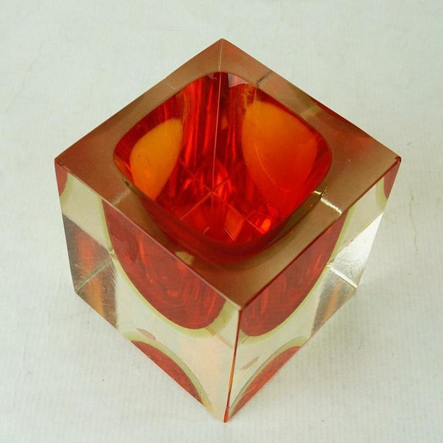 Italian Red Murano Sommerso Block Vase attributed to Flavio Poli for Seguso, 1960s For Sale - Image 3 of 6