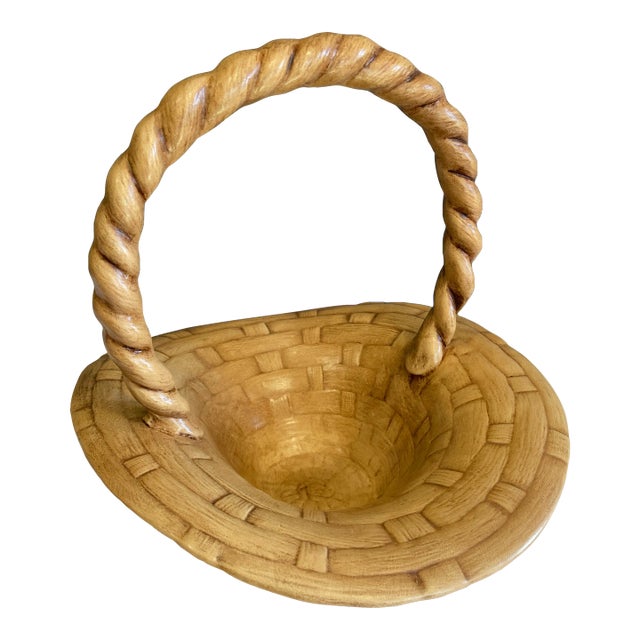 1950’s Hand Painted Ceramic Basket For Sale