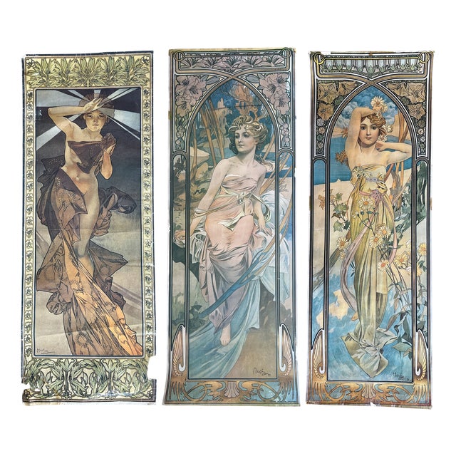 Posters after Alphonse Mucha from Athena Reproductions Ltd. London, 1973, Set of 3 For Sale