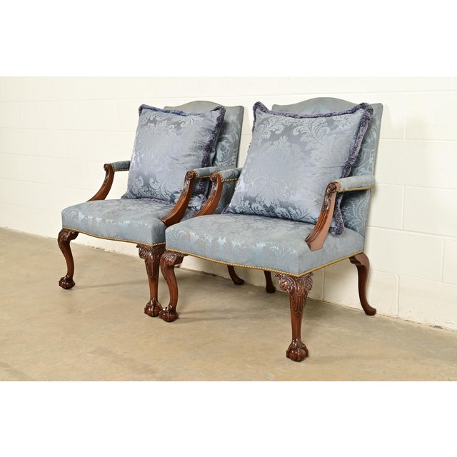 Kittinger Chippendale Carved Mahogany Open Arm Library Chairs | Pair For Sale - Image 18 of 18