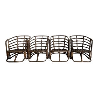 Mid-Century Calif-Asia Rattan Lounge Chairs - Set of 4 For Sale