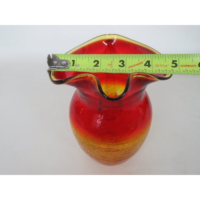 Mid 20th Century Mid Century Modern Hand Blown Crackle Glass Amberina Handled Pitcher Jug Creamer 5082c For Sale - Image 10 of 17