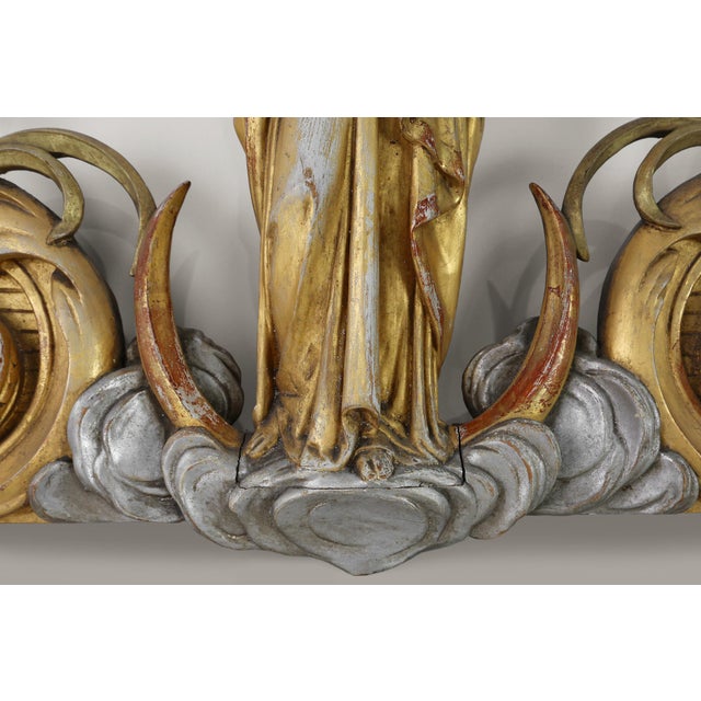 19th Century French Carved Oak Statue of the Holy Virgin For Sale - Image 10 of 12