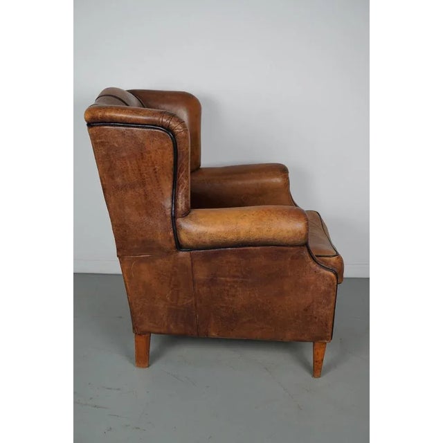 Vintage Dutch Club Chair in Cognac Colored Leather For Sale - Image 14 of 17