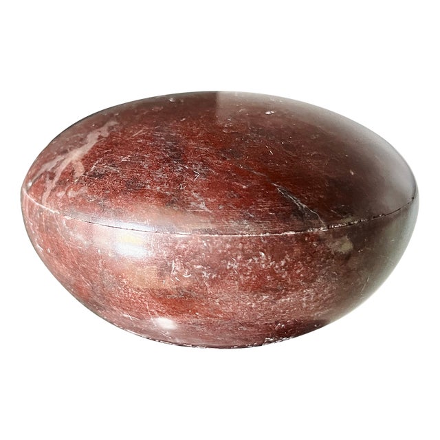 Mid-Century, Traditional Style Jasper Carved Stone Box For Sale