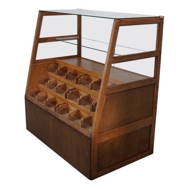 Spanish Beech and Oak Haberdashery Cabinet or Shop Counter, 1950s For Sale