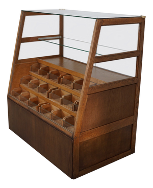 Spanish Beech and Oak Haberdashery Cabinet or Shop Counter, 1950s