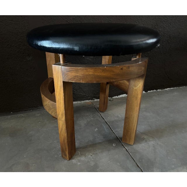 Vintage Art Deco Geometric Low Stools, France, 1930s, Set of 3 For Sale - Image 4 of 10