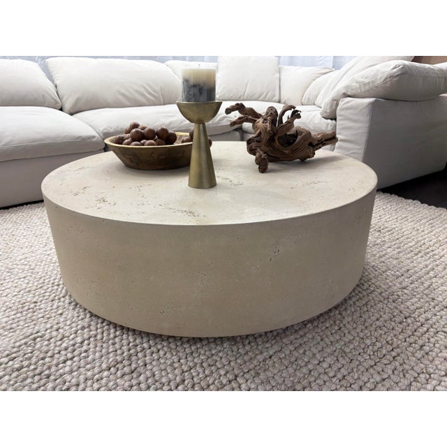 Rh Ixtapa Round Coffee Table – 48” Limestone Finish (Indoor / Outdoor) For Sale - Image 11 of 16