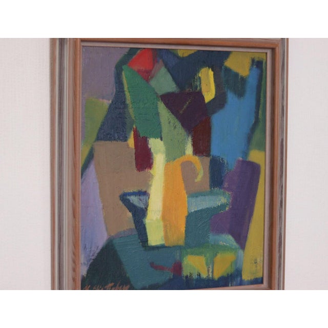 Blue Stig Ryberg, Kubism Still Life, 1960s, Oil on Panel, Framed For Sale - Image 8 of 17