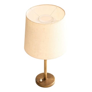 Scandinavian Modern Table Lamp in Brass and Opaline Glass, 1950s For Sale