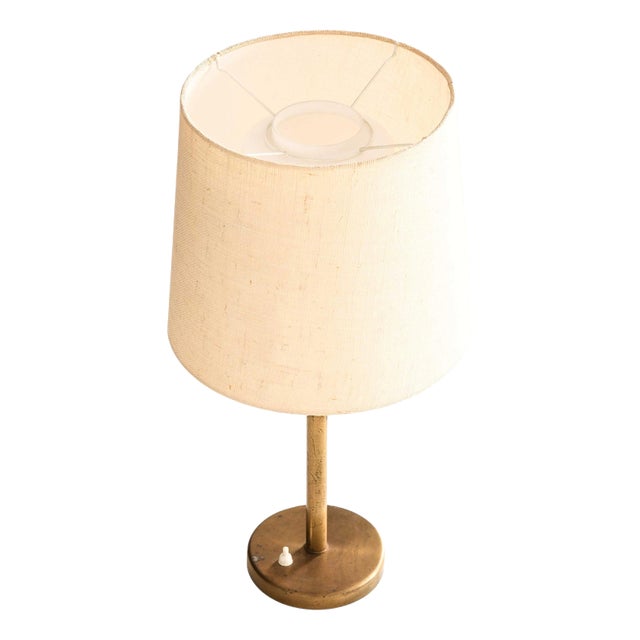 Scandinavian Modern Table Lamp in Brass and Opaline Glass, 1950s For Sale