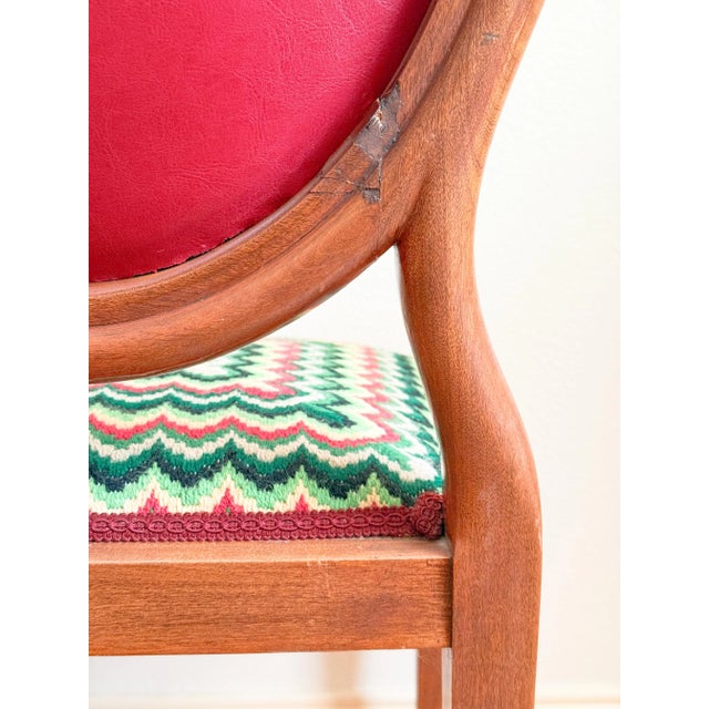 Antique Needlepoint Sheraton Style Federal Oval Back Chair, c.1900 For Sale - Image 10 of 17