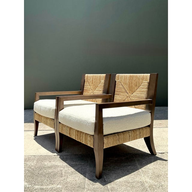 Vintage Ej Victor “Fishers Island” Rush Lounge Chairs - A Pair For Sale In West Palm - Image 6 of 12