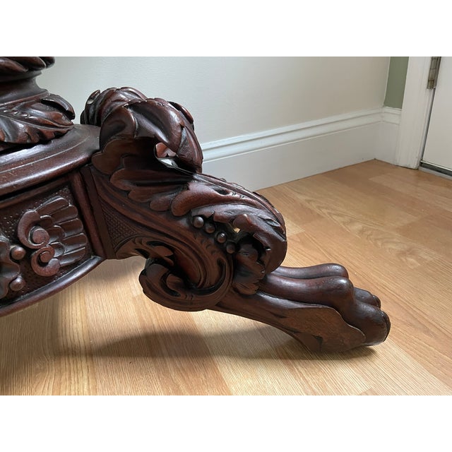Wood Hand Carved Late 19th C. Continental Rococo Revival Mahogany Flip‑Top Gueridon / Salon Table For Sale - Image 7 of 11