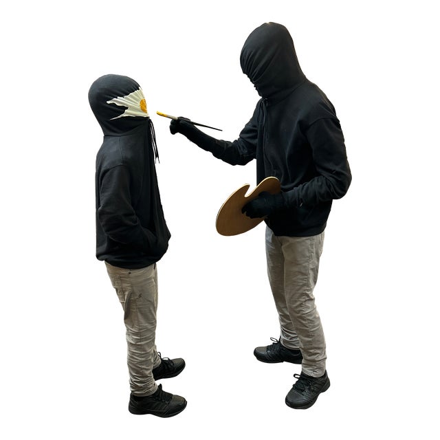 Artist Mark Jenkins Two - Part Installation Art Sculpture "Sunny Side Up" For Sale