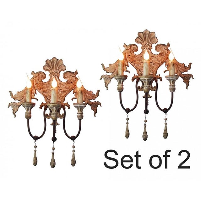 Sconce Light Decorative Drops 3-arm Distressed Wall Sconce For Sale - Image 4 of 4