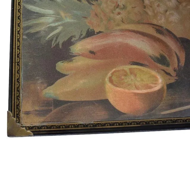 Antique Fruit and Flower Still Life Wall Hanging on Wood With Campaign Brackets For Sale In Oklahoma City - Image 6 of 8