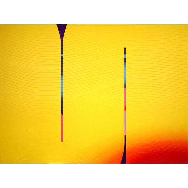 2020s Contemporary Abstract Matte Gel Applied on Fine Art Digital Printed Canvas "Bouton D’or Alizarine Zinzolin # Cosmopolitain" by Jerome Tham Vo My For Sale - Image 5 of 7