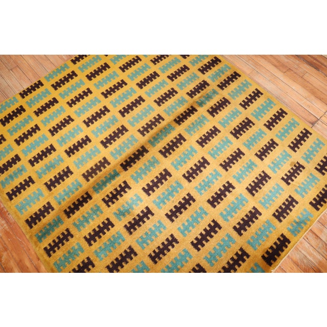 Textile Vintage Zabihi Collection Turkish Deco Rug - 4'9" x 5'4" For Sale - Image 7 of 9