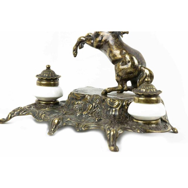 Bronze Inkwell with Rampant Horse, Italy, Mid-20th Century For Sale - Image 5 of 7