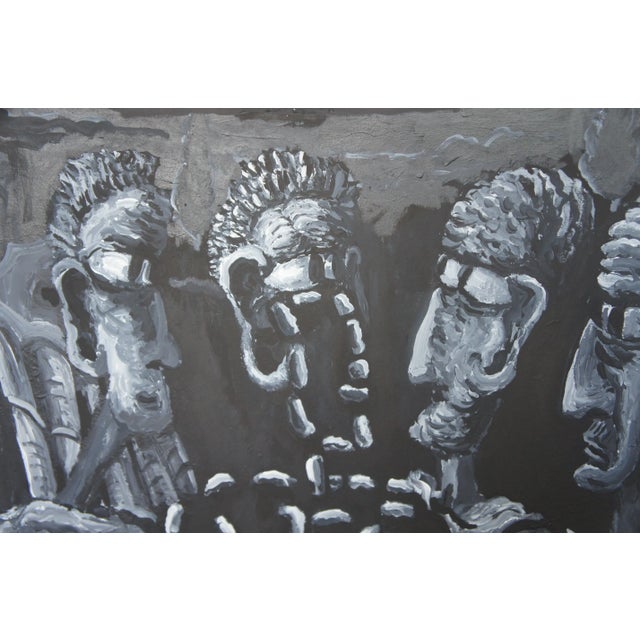 Charcoal 1980s The Senate Tom Keesee Black & White Expressionist Acrylic Painting For Sale - Image 8 of 13