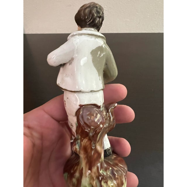 Mid 19th Century Antique English Staffordshire Man With 2 Doves Figure Circa 1860's For Sale - Image 5 of 9