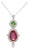 Tsavorite, Diamond and Garnet Platinum Pendant Necklace - Fei Liu For Sale