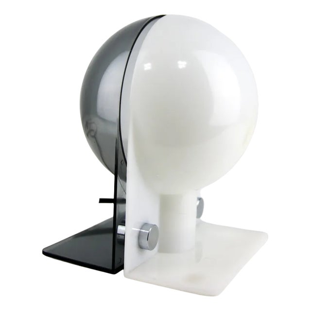 Vintage Gray and White Sirio Table Lamps by Guzzini for Meblo, Set of 2 For Sale